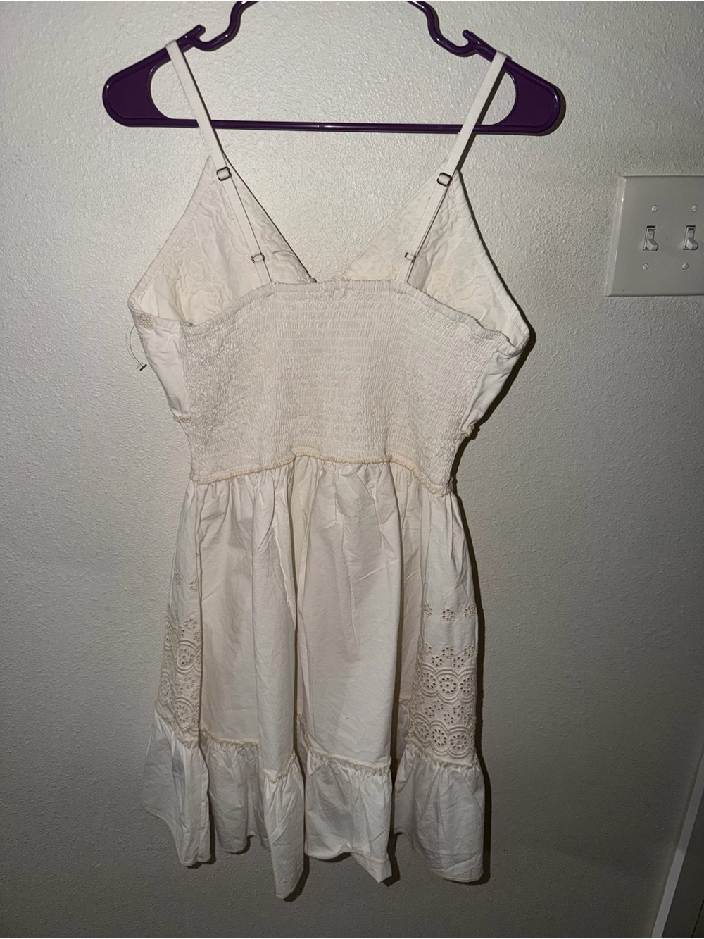 POL Cream Eyelet and Embellshed Mini Dress with Adjustable Spaghetti Straps - Picture 7 of 11